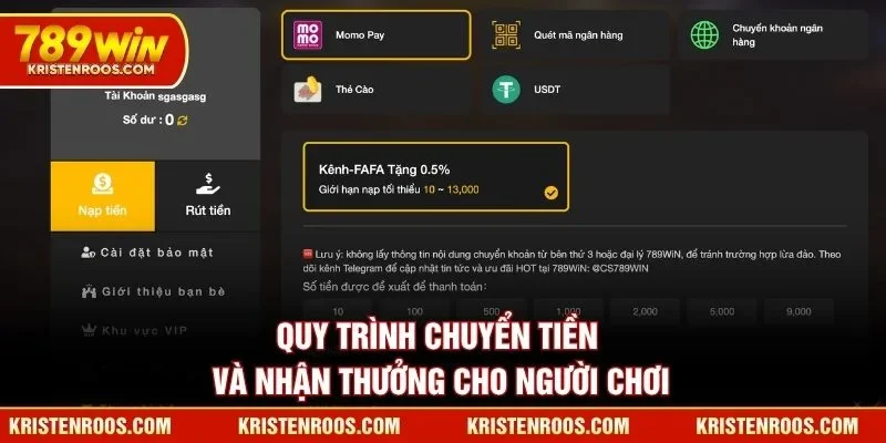 Hướng Dẫn 789WIN - Cách Tham Gia Cá Cược An Toàn Nhất 5 Quy trình chuyển tiền và nhận thưởng cho người chơi 789WIN
